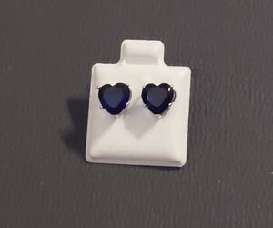 Gorgeous 2 Carat Heart Cut Lab Created Blue Sapphire Stud Earrings~.925 SS